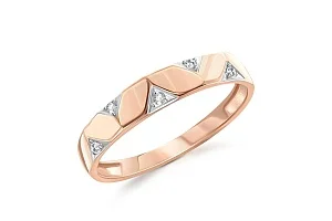 Кольцо из красного золота с 5 фианитами