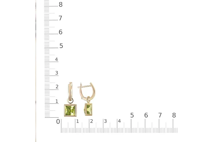 Серьги-трансформеры из жёлтого золота с 2 хризолитами