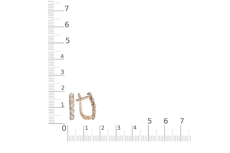 Серьги Дорожки из красного золота с 10 бриллиантами
