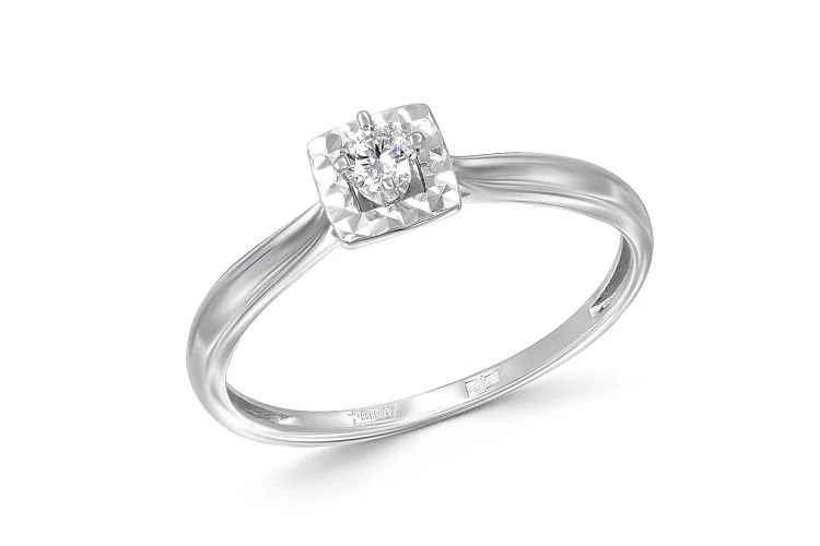 Кольцо из белого золота с бриллиантом