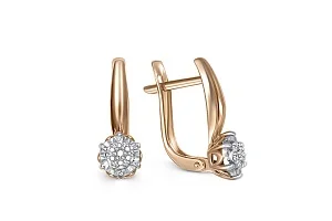 Серьги Малинки из красного золота с 14 бриллиантами