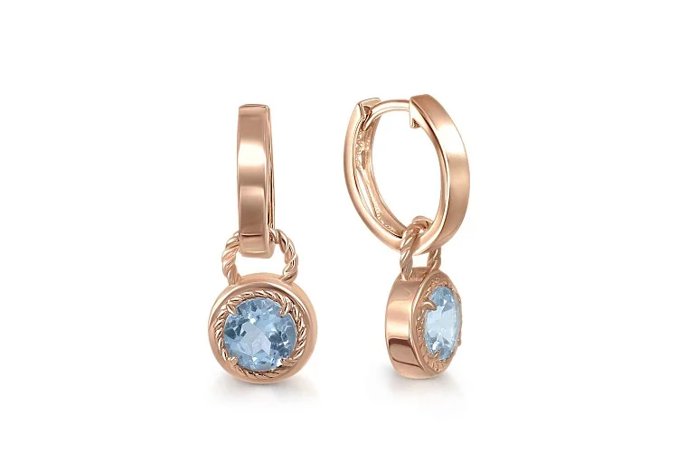 Серьги-трансформеры из красного золота с 2 топазами sky