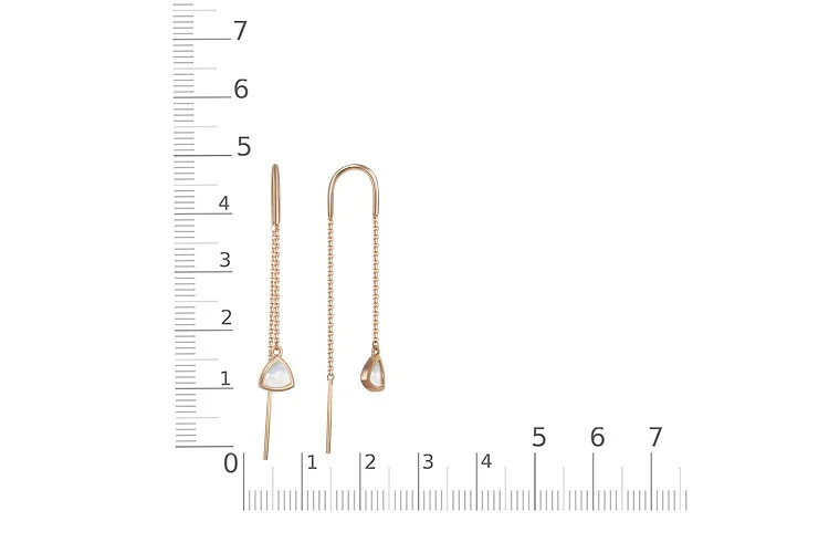 Детские серьги-продёвки из красного золота с перламутром