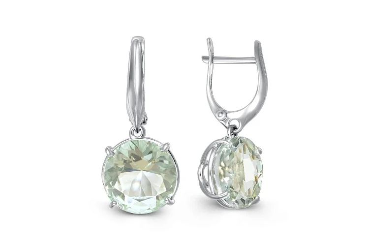 Серьги из белого золота с 2 аметистами