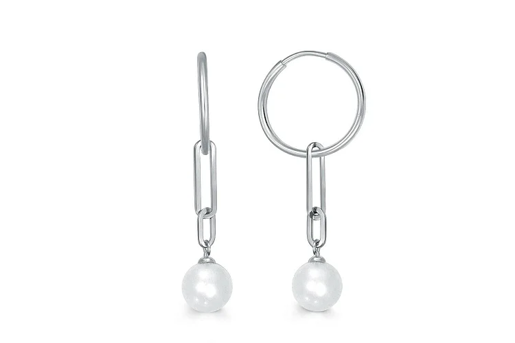 Серьги из белого золота с 2 жемчужинами