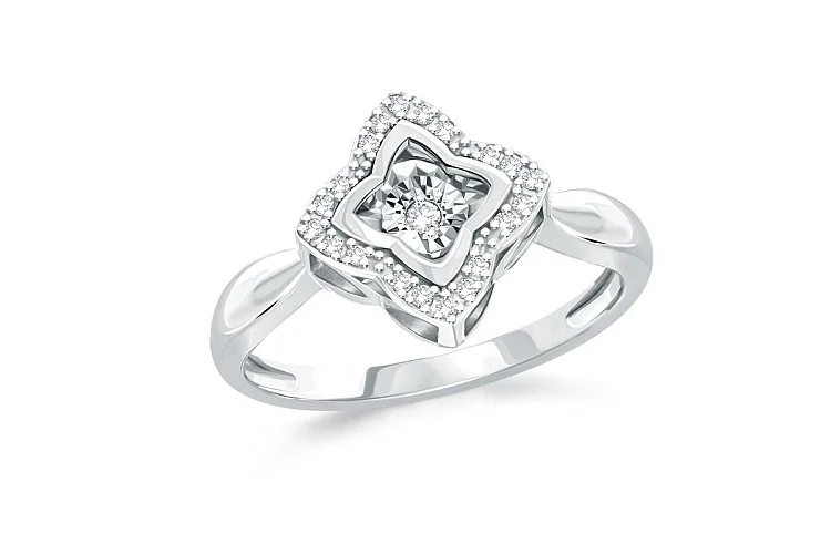 Кольцо Клевер из белого золота с 21 бриллиантами