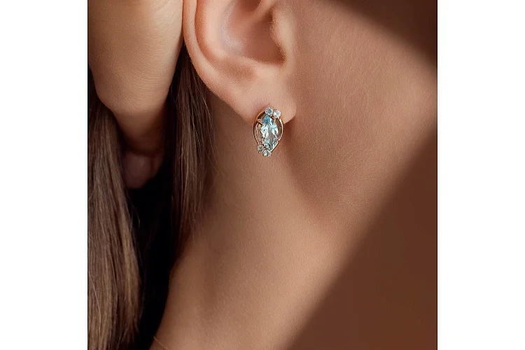 Серьги из красного золота с 10 топазами sky