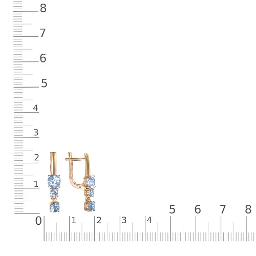 Серьги из красного золота с 6 топазами swiss