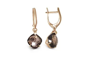 Серьги из красного золота с 2 раухтопазами