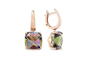 Серьги из красного золота с 2 кварцами