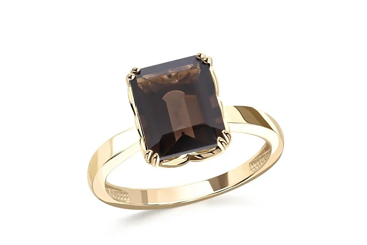 Кольцо из жёлтого золота с раухтопазом