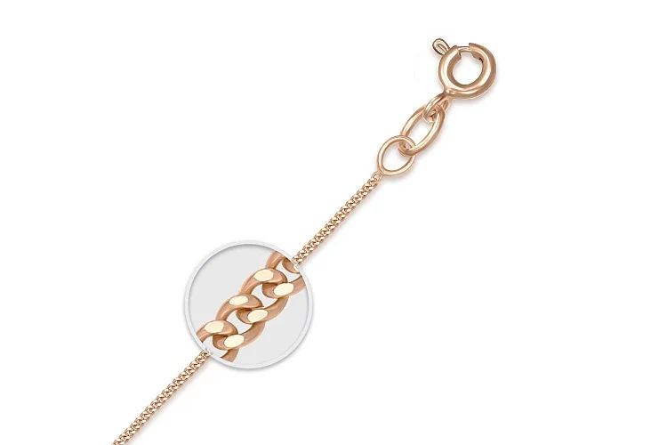 Цепь плетение панцирь ⌀ нити 0,28 мм  из красного золота