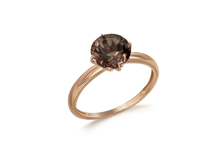 Кольцо из красного золота с раухтопазом