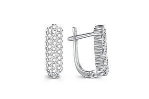 Серьги из белого золота с 50 фианитами