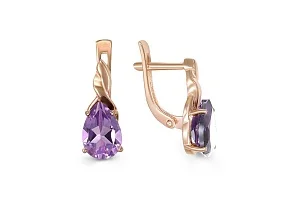 Серьги из красного золота с 2 аметистами