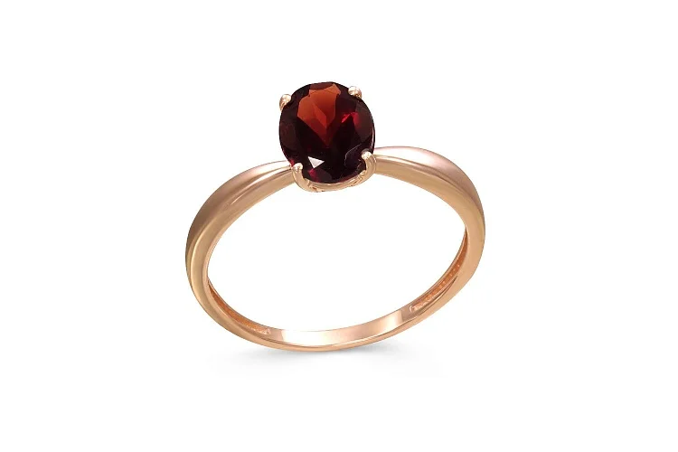 Кольцо из красного золота с гранатом