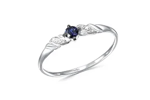 Кольцо из белого золота с сапфиром и 6 бриллиантами