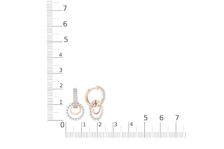 Серьги из красного золота с 40 фианитами