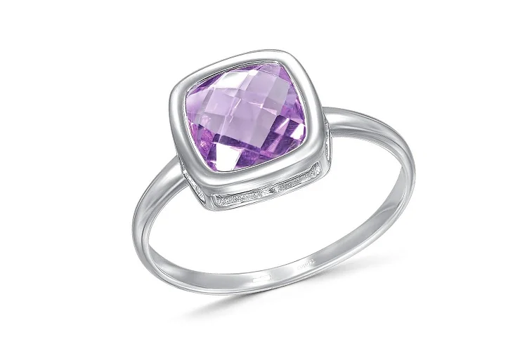 Кольцо из белого золота с аметистом