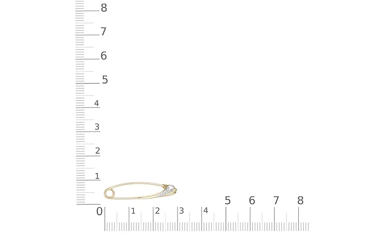 Булавка из жёлтого золота с 3 фианитами