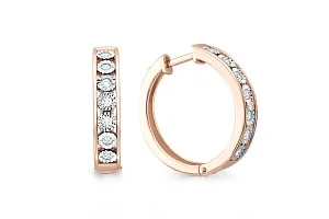 Серьги Дорожки из красного золота с 14 бриллиантами