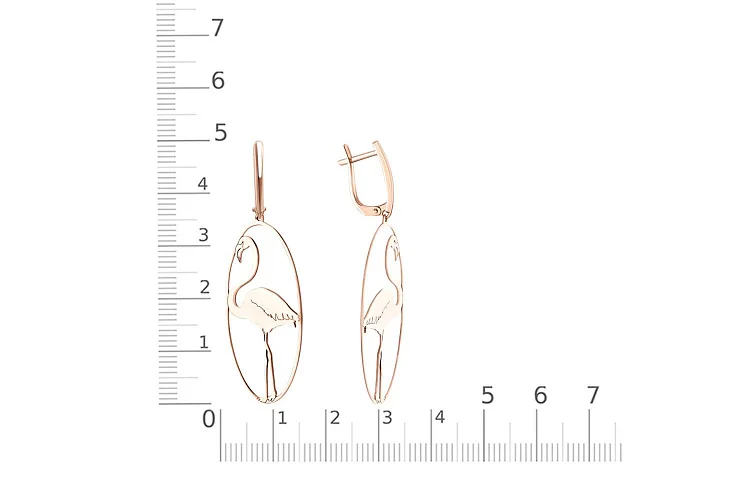 Серьги Фламинго из красного золота без вставок