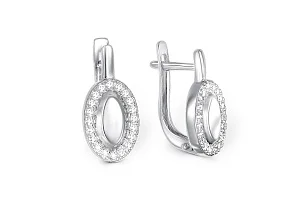 Серьги из белого золота с 40 фианитами