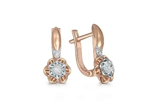 Серьги Цветы из красного золота с 8 бриллиантами