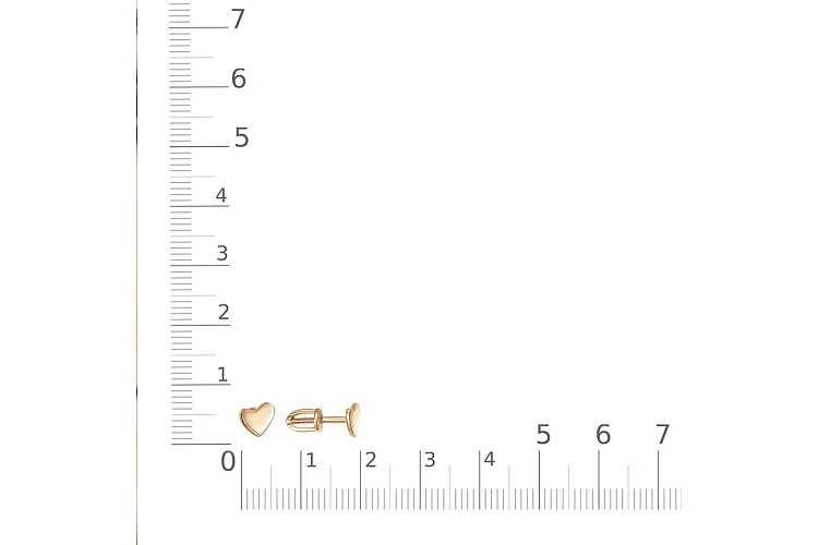 Серьги-пусеты Сердца из красного золота без вставок