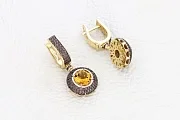 Серьги из жёлтого золота с 2 цитринами и 278 фианитами