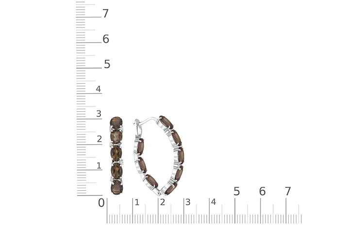 Серьги из белого золота с 16 раухтопазами и 8 фианитами