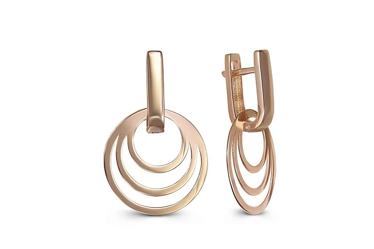 Серьги-трансформеры Круги из красного золота без вставок