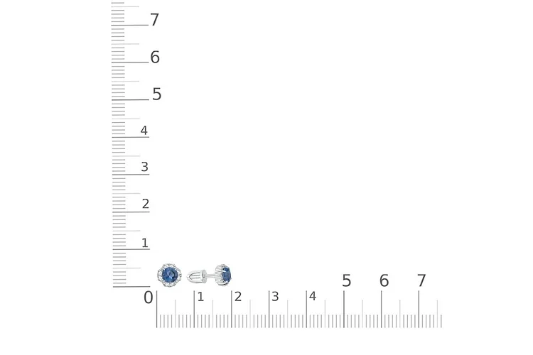 Серьги-пусеты из белого золота с 2 топазами лондон и 16 фианитами
