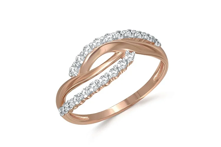 Кольцо дорожка из красного золота с 20 фианитами