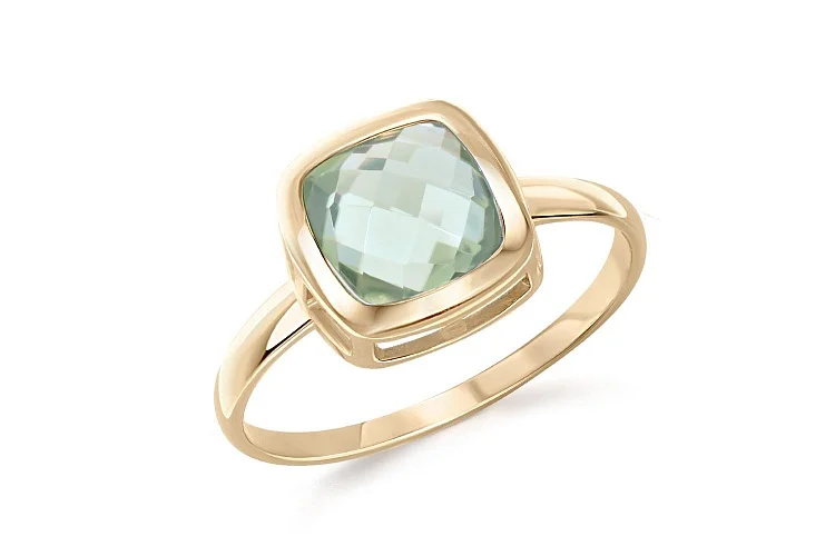 Кольцо из жёлтого золота с аметистом