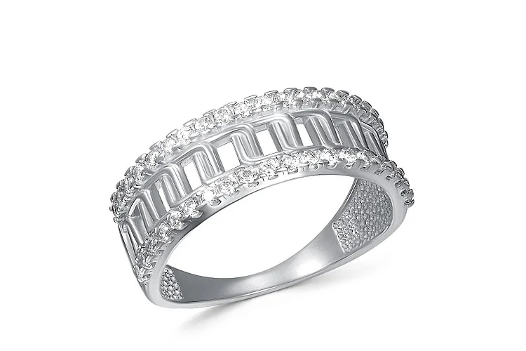 Кольцо из белого золота с 40 фианитами