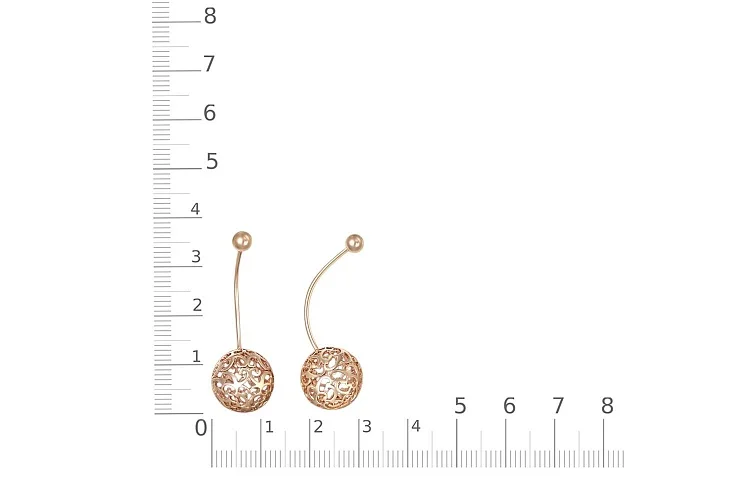 Серьги Шары из красного золота без вставок