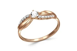 Кольцо из красного золота с 13 фианитами