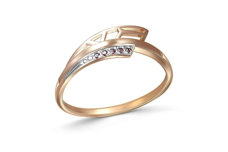 Кольцо из красного золота с 5 фианитами
