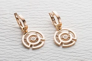 Серьги-трансформеры из красного золота с 14 фианитами