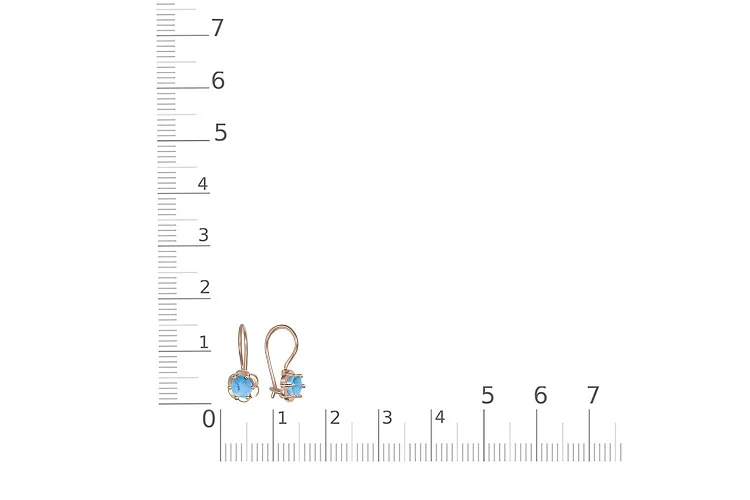 Детские серьги Цветы из красного золота с бирюзой
