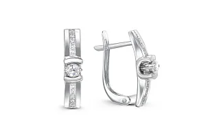 Серьги из белого золота с 18 фианитами