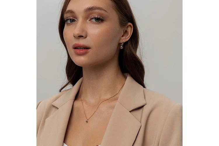 Подвеска серёг-трансформеров из красного золота с раухтопазом