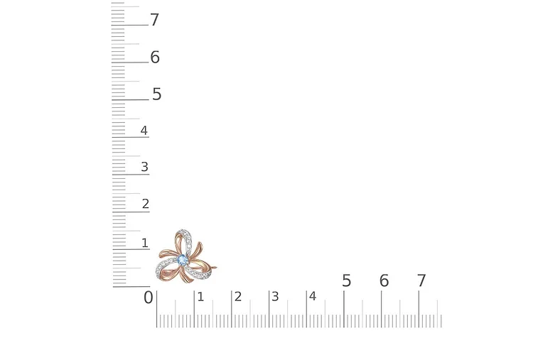 Брошь Бантик из красного золота с топазом swiss и 18 фианитами