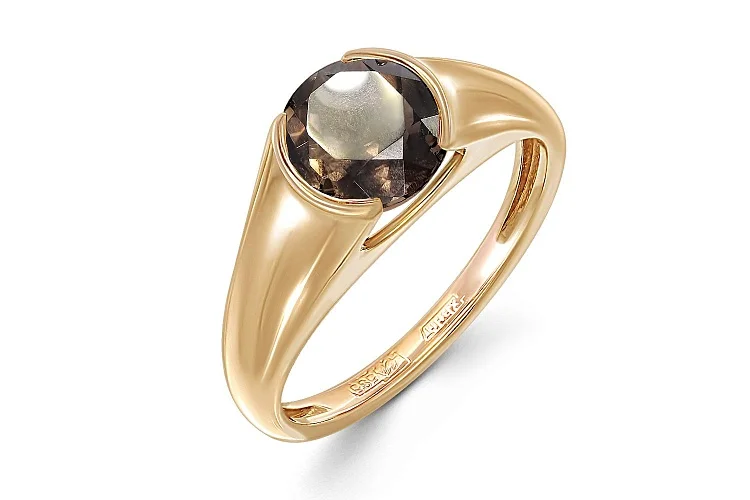 Кольцо из жёлтого золота с раухтопазом