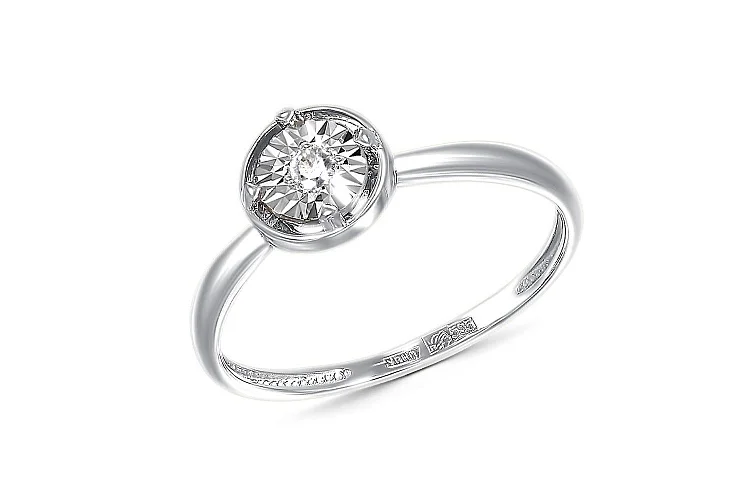 Кольцо Круг из белого золота с бриллиантом