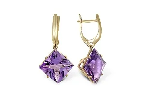 Серьги из жёлтого золота с 2 аметистами