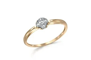 Кольцо Цветок из жёлтого золота с бриллиантом