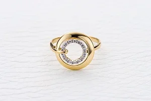 Кольцо Круг из жёлтого золота с 14 фианитами