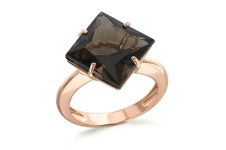 Кольцо из красного золота с раухтопазом